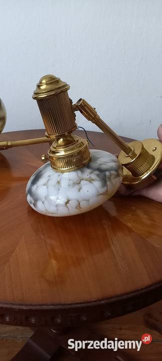 Para mosiężnych kinkietów z kloszami Antyki, Sztuka, Kolekcje Skierniewice