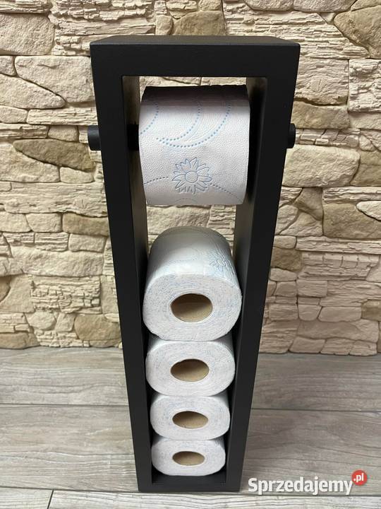 Stojak drewniany na papier toaletowy czarny mat Akcesoria łazienkowe Dębica sprzedam
