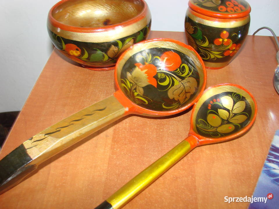 drewniane kolorowe łyżki naczynia pomorskie Pruszcz Gdański sprzedam