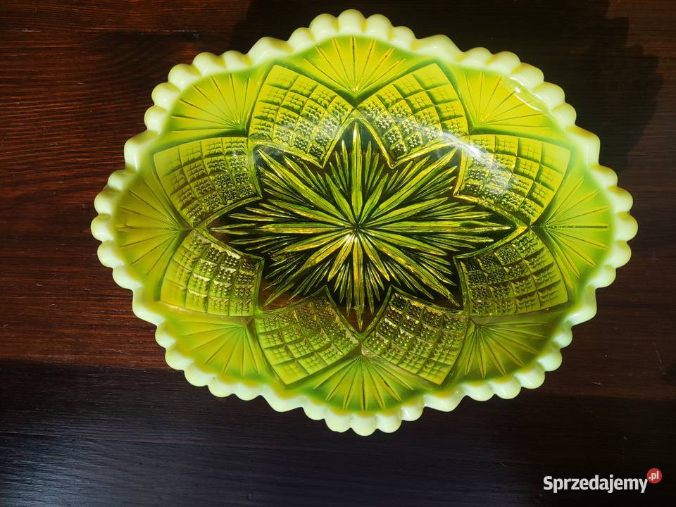 Szkło uranowe George Davidson talerz miska 1896r