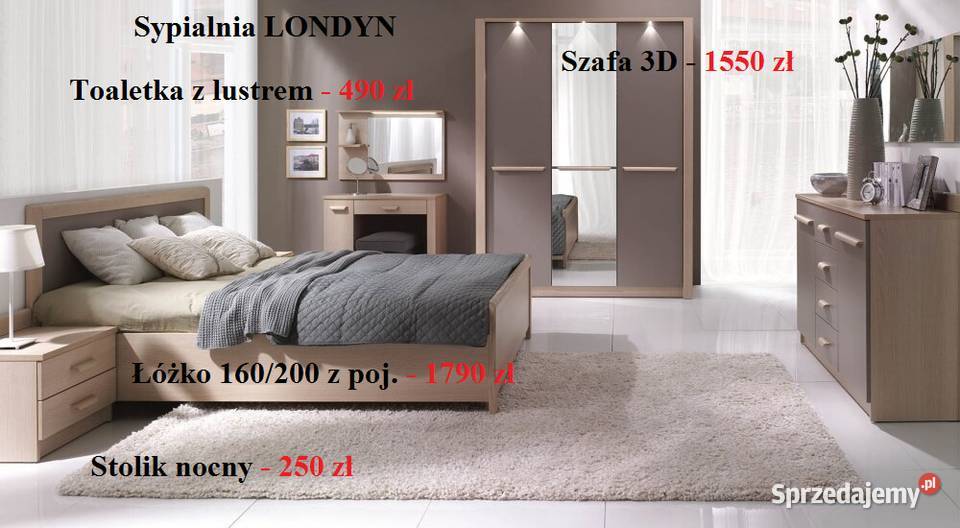 Sypialnia LONDYN łóżko z pojemnikiem szafa podkarpackie Blizne sprzedam