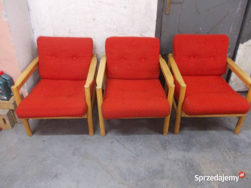 Stare fotele drewniane PRL Bauhaus Bielsko-Biała