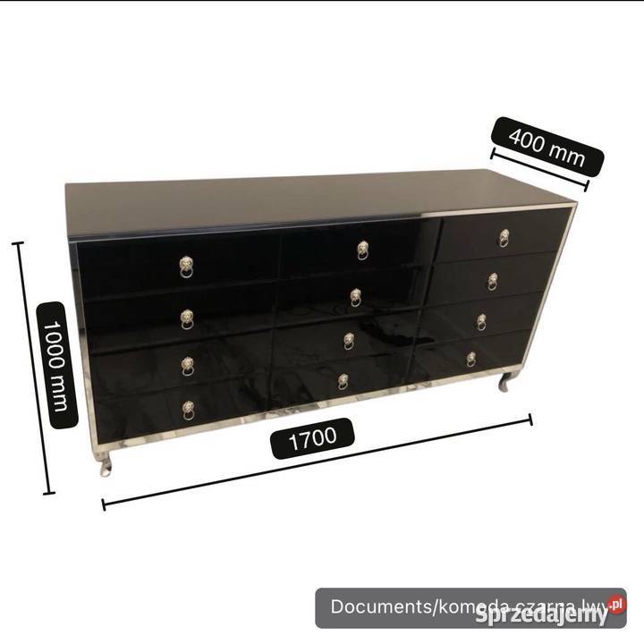 Komoda czarna glamour lustrzana noga Ludwik Kępno sprzedam