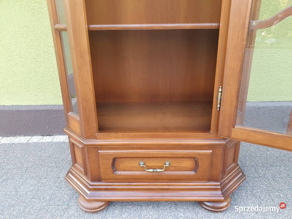 Witrynka serwantka przeszklona drewno 187cm Szymanowice