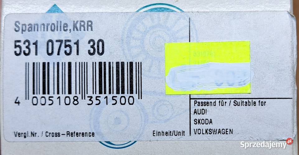 INA 531075130 ROLKA PROWADZĄCA VW PASSAT B5 AUDI dolnośląskie Mielęcin