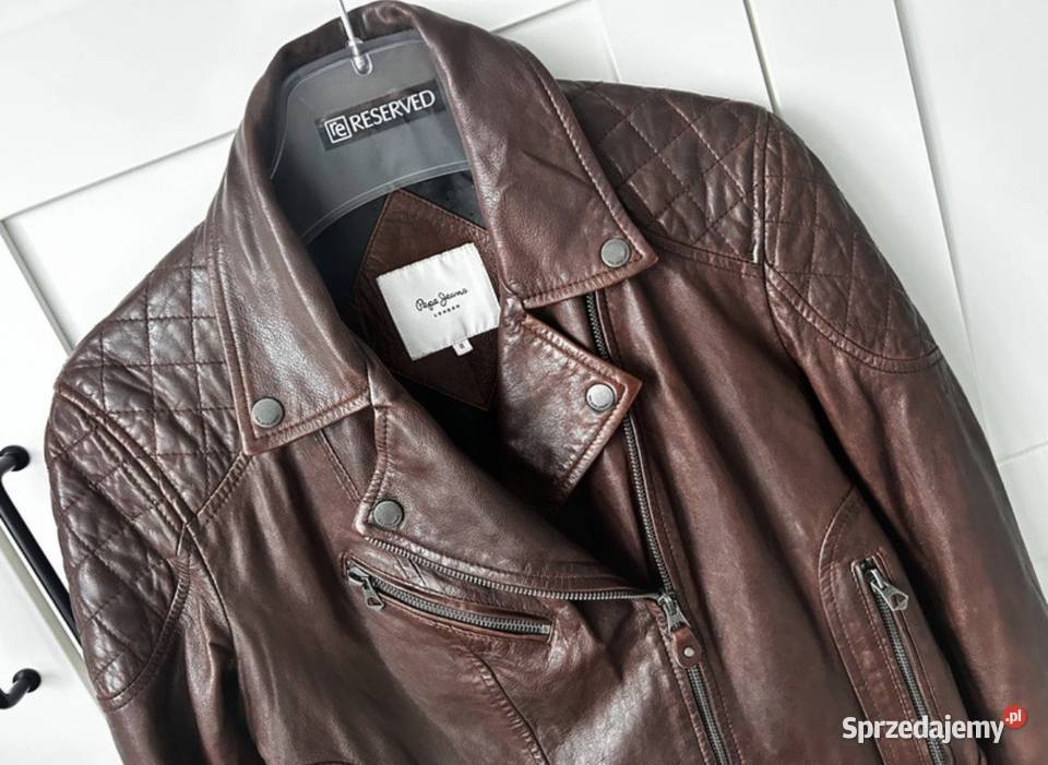 Ramoneska Pepe Jeans Alba M kurtka skórzana brązowy/beżowy