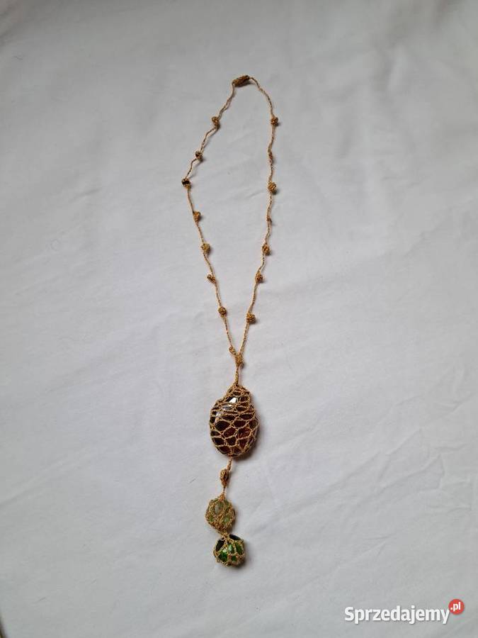Naszyjnik handmade z trzema kamieniami Brzesko