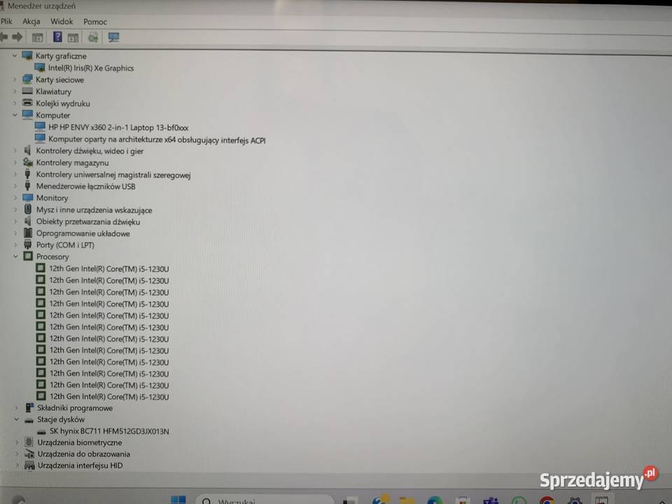 HP Envy x360 133 Intel i5 16 512GB SSD dotykowy mazowieckie sprzedam