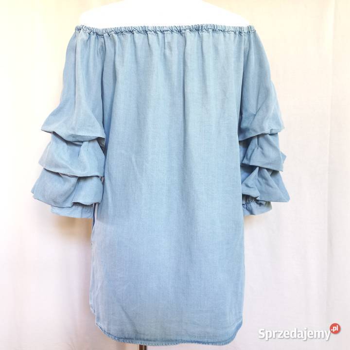 Bluzka niebieska Hiszpanka bufki rękawy r 38