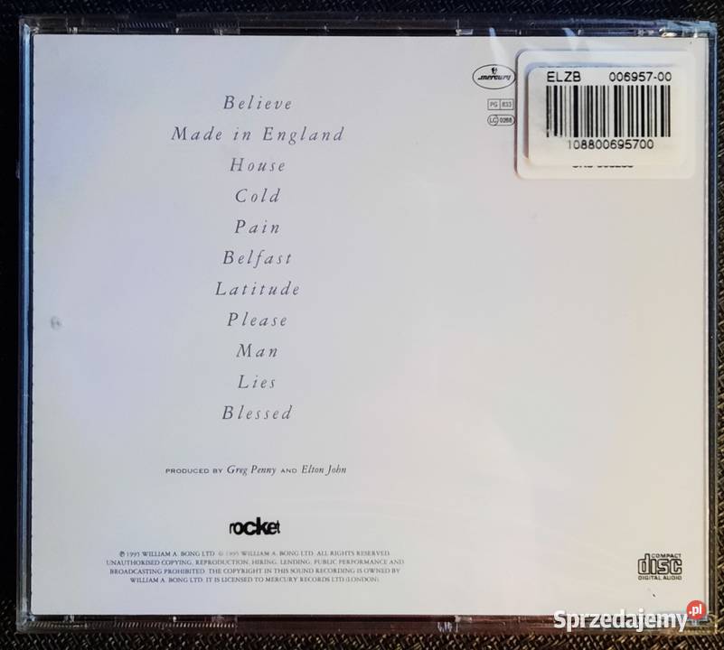 Wspaniały Album CD ELTON JOHN Made In England Katowice