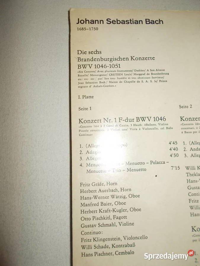 LPBach Koncerty Brandenburskie winyl album Płyty i kasety Poznań sprzedam