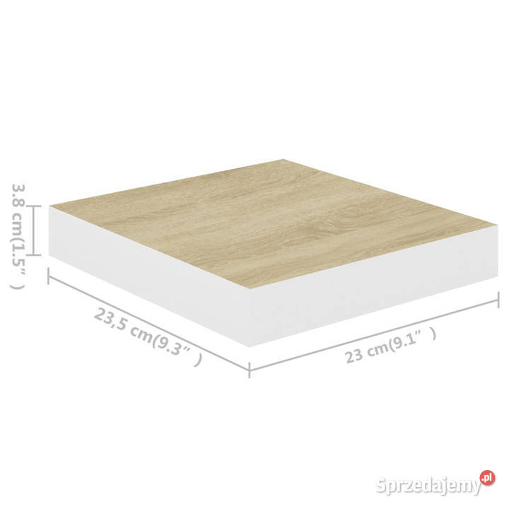 Półki ścienne 2 dębowobiałe 23 x 235 x 38 MDF Warszawa