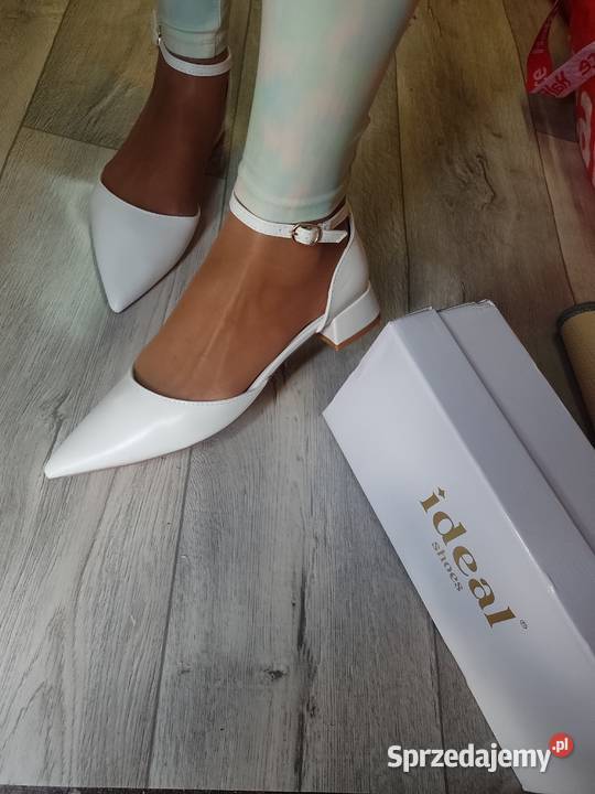 40 Ideal Shoes Białe baleriny wieczorowe z Kraków sprzedam