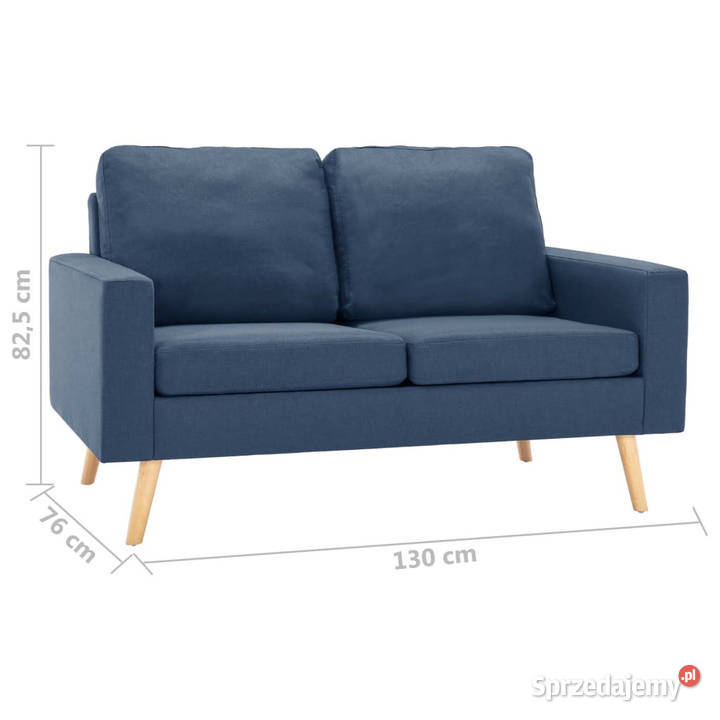 2osobowa sofa niebieska tapicerowana tkaniną mazowieckie Warszawa