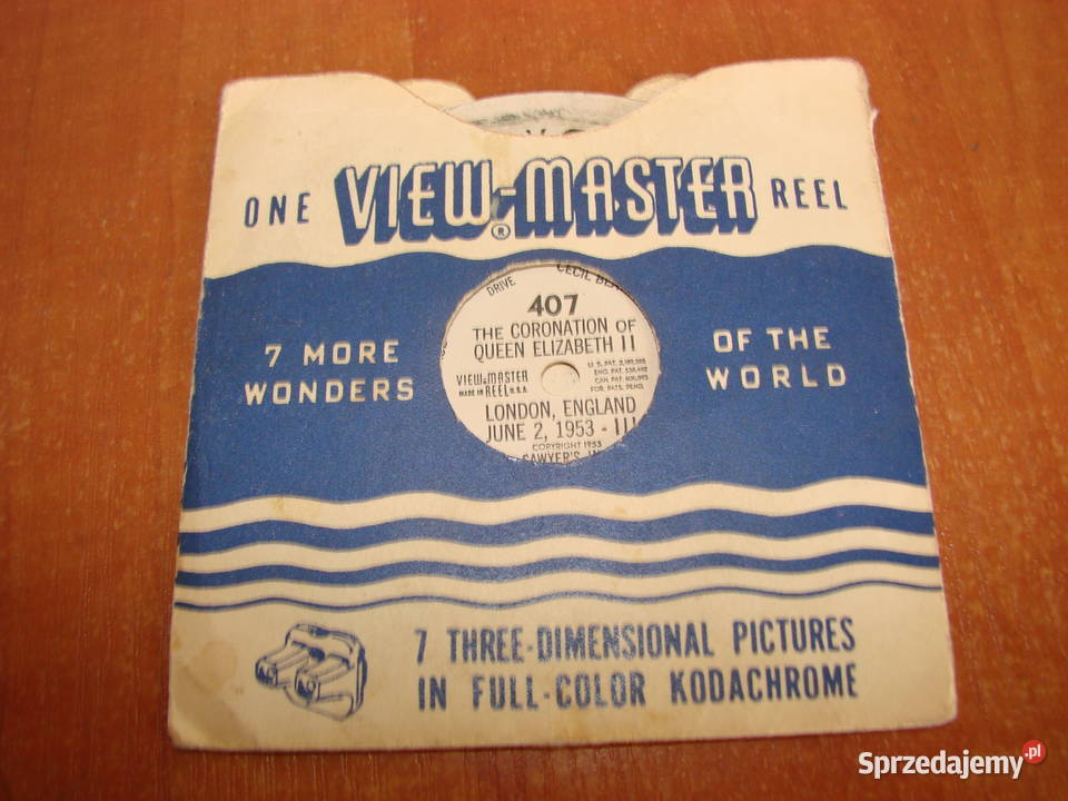 ViewMaster karta Koronacja Elżbiety II 1953r Pruszcz Gdański
