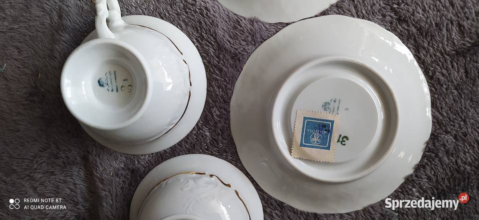 Zestaw pięknych filiżanek i talerzyków porcelana Wałbrzych