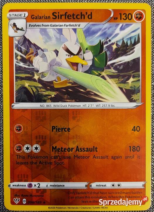 Karta pokemon Sirfetchd 098189 małopolskie Dąbrowa Tarnowska