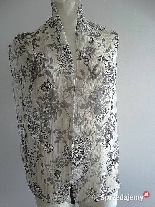 Szalik Jedwabny 93 Naturalny Jedwab Kremowy Dla kobiet podlaskie Łomża