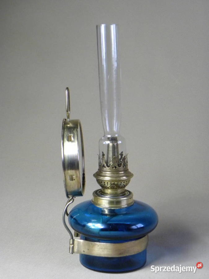 Stara lampa lampa naftowa kinkiet niebieski Antyki Legnica