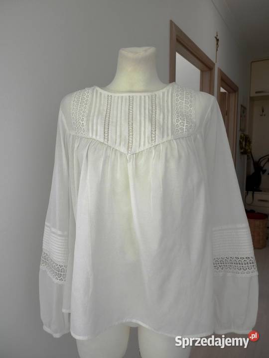 Bluzka HM Kremowa Haft Ażur Boho Nowa z Metka XL Łomża