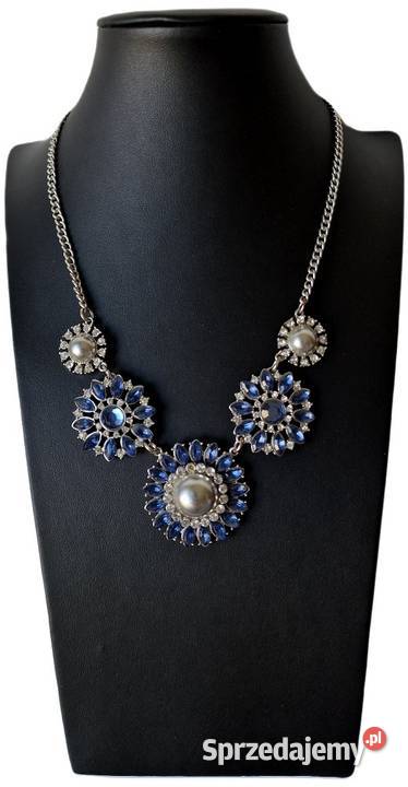 AUTORSKI NASZYJNIK VINTAGE SYNTETYCZNE SZAFIRY Naszyjniki Częstochowa