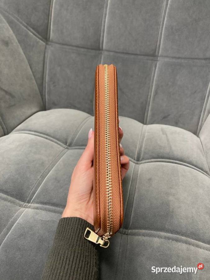 Nowy karmelowy porządny duży portfel z ekoskóry Dla kobiet