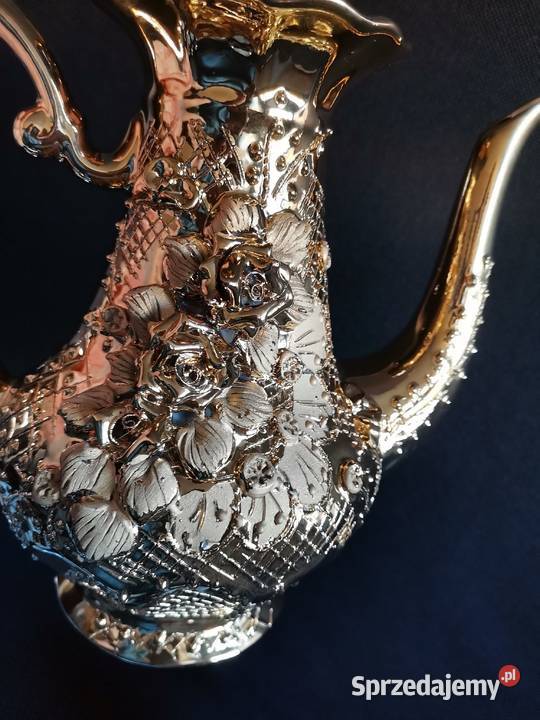 Stary złocony serwis kawowy porcelana Sumy