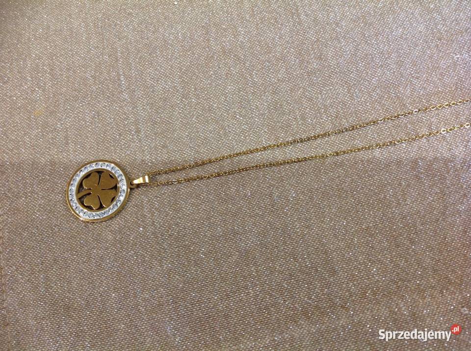 Damski Złoty Naszyjnik Choker z Koniczynką Nowa Sól