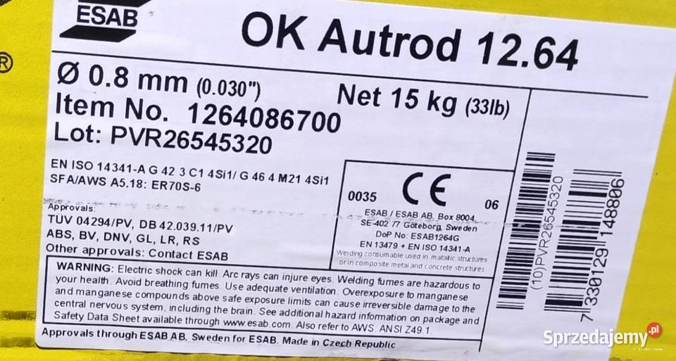 Drut spawalniczy 08ESAB OK AUTROD 1264 migomat Samociążek