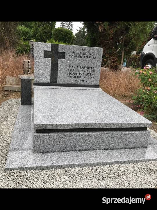 NAGROBEK GRANITOWY PODWÓJNY Z MONTAŻEM GRANIT Konary