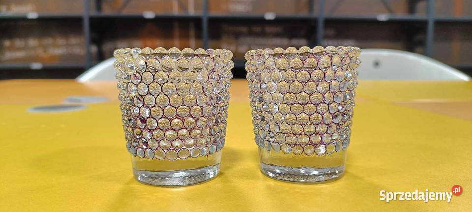 Dwa małe świeczniki szklane Warszawa