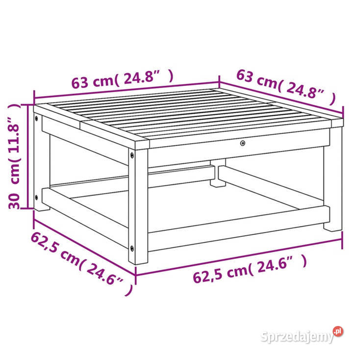 Stolik ogrodowy 63x63x30 lite drewno akacjowe Warszawa