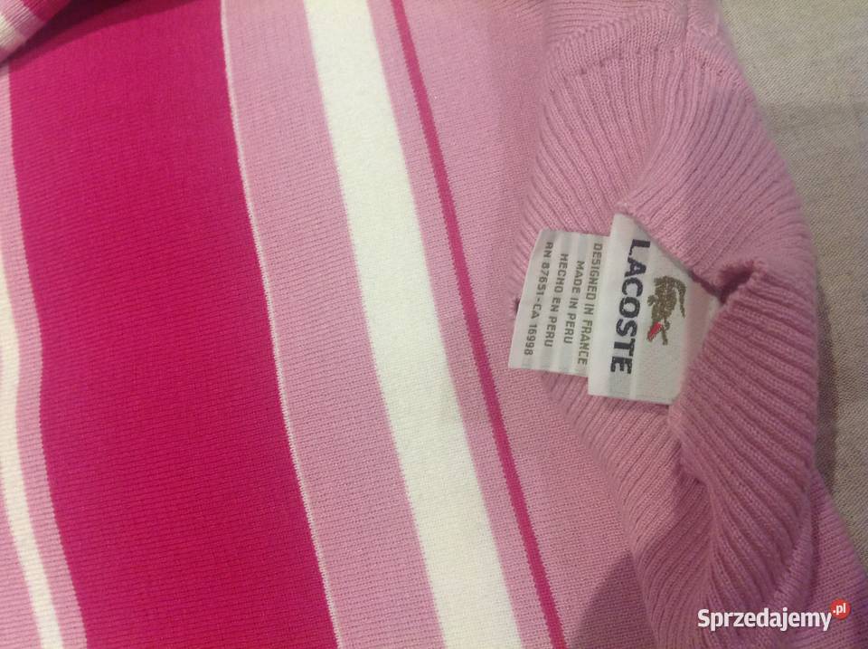 Sweter Różowy Damski LACOSTE r XS j nowy Pasy Nowa Sól