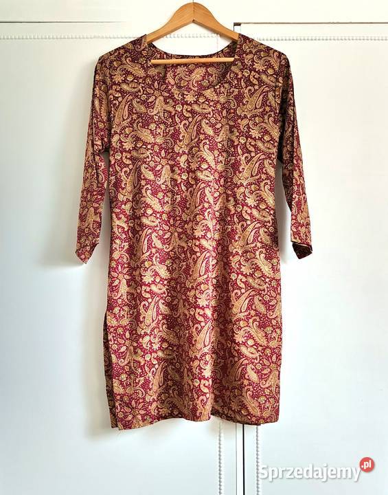 Tunika indyjska kameez kurta S 36 brązowa złota Szczecin
