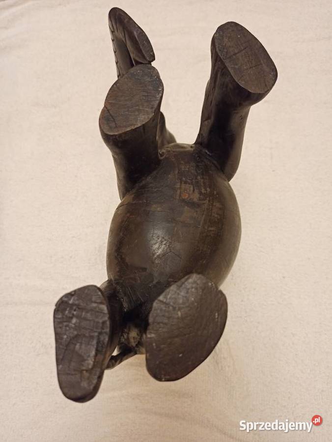 Rzeźba słoń z litego drewna rękodzieło rarytas Gdańsk