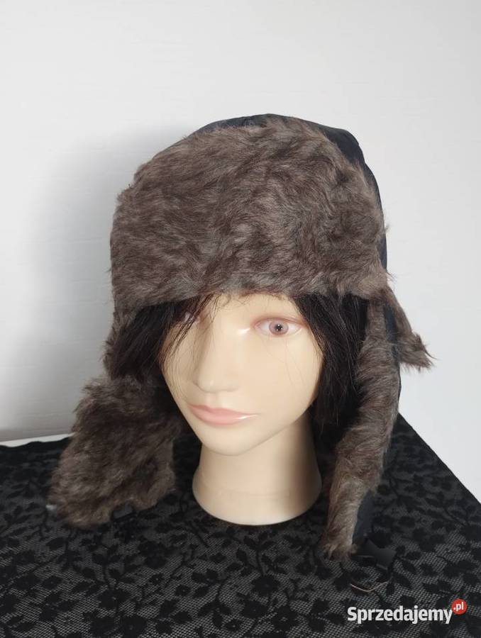 Czapka pilotka zimowa z futerkiem vintage retro