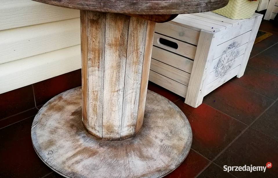 Stolik drewniany ze szpuli ława drewniana stolik Radków