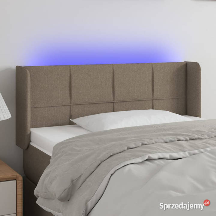 Zagłówek do łóżka z LED taupe 83x16x7888 tkanina Warszawa