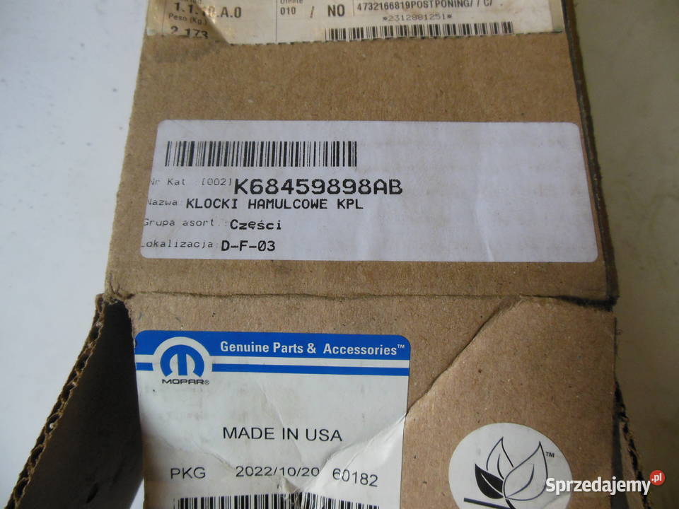 KLOCKI HAMULCOWE 6845 9898 AA JEEP GRAND terenowe Kozy