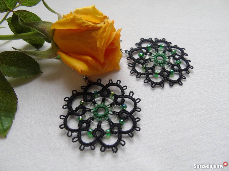 Kolczyki Frywolitkowe Wiśniowa