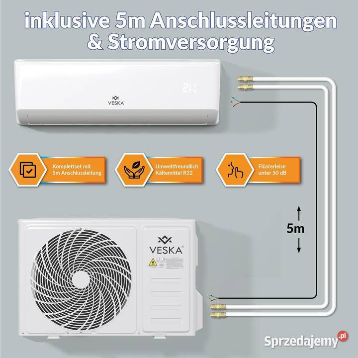 KLIMATYZACJA DO DOMU ZESTAW SPLIT 35KW VESKA DE Kalety