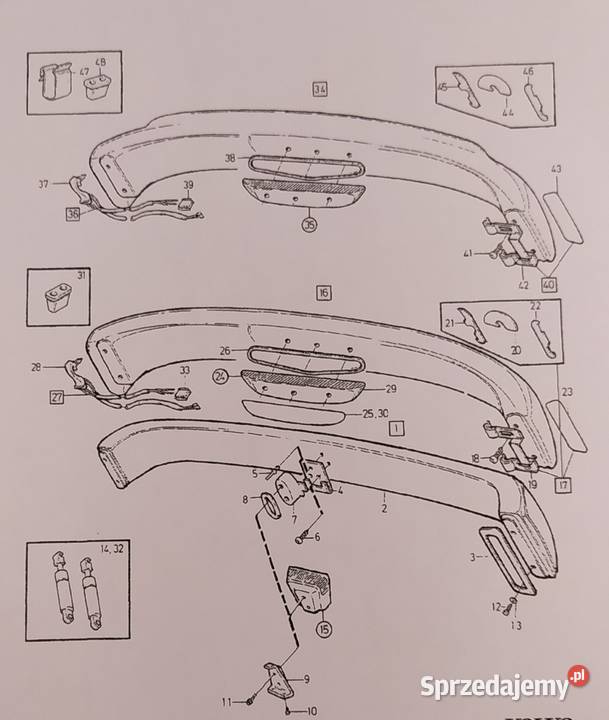 Zestaw mocujący spiler lotkę volvo 850 sedan Karoseria Wola Karczewska