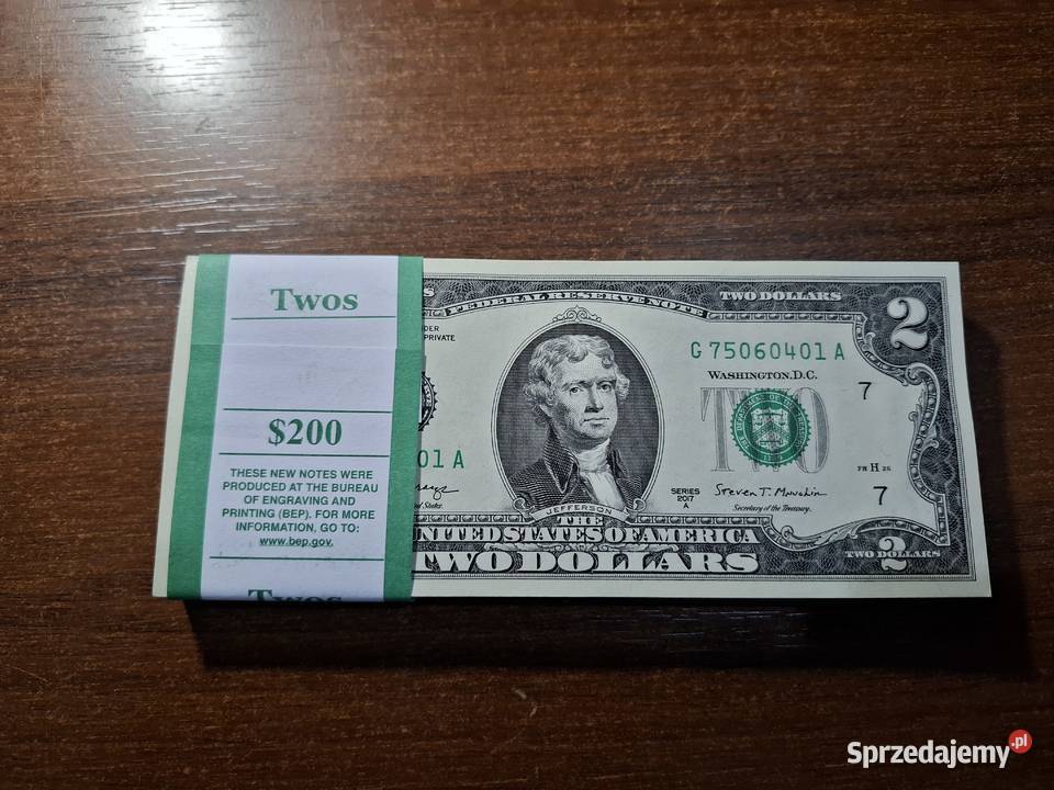 Banknoty 2 Dolary x100 200 dolarów Numizmatyka Kamienna Góra sprzedam