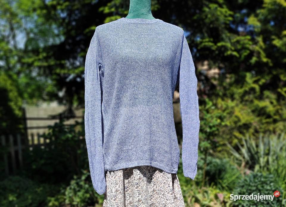 Lniany niebieski sweter Esmara 44 len linen Wkładane przez głowę Szczecin