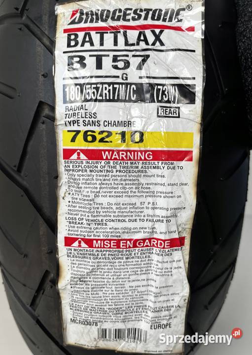 Opona motocyklowa Bridgestone BATTLAX BT57 R 17cale Łobżenica sprzedam