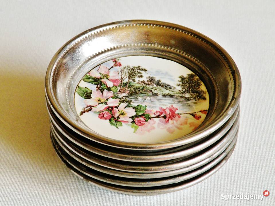 6 spodków porcelanometalowych pod szklanki Bydgoszcz