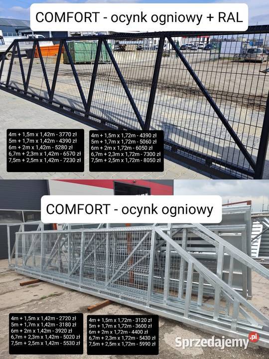 Brama przesuwna palisada 5mx142m ocynkRAL 4m 6m przesuwna Budowa Gorlice