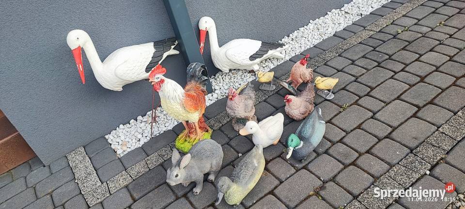 Zestaw zwierząt ogrodowych figurki bocian królik Siewierz