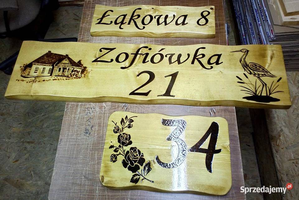 wypalanie na drewnie tablice drewniane szyldy małopolskie Andrychów
