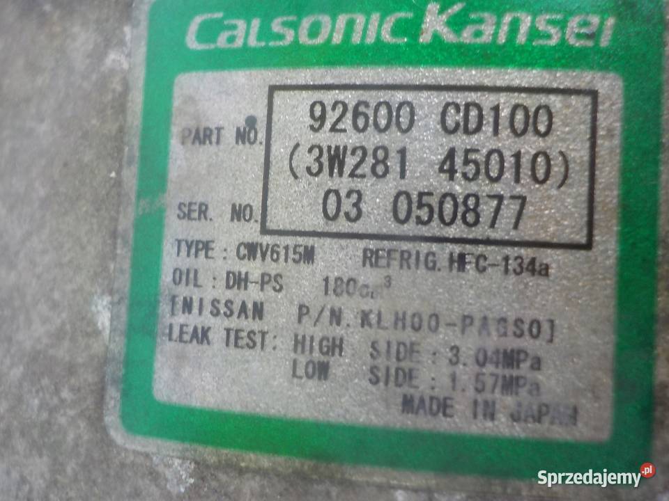 KOMPRESOR SPRĘŻARKA KLIMATYZACJI NISSAN 350Z Z33 Nowy Tomyśl